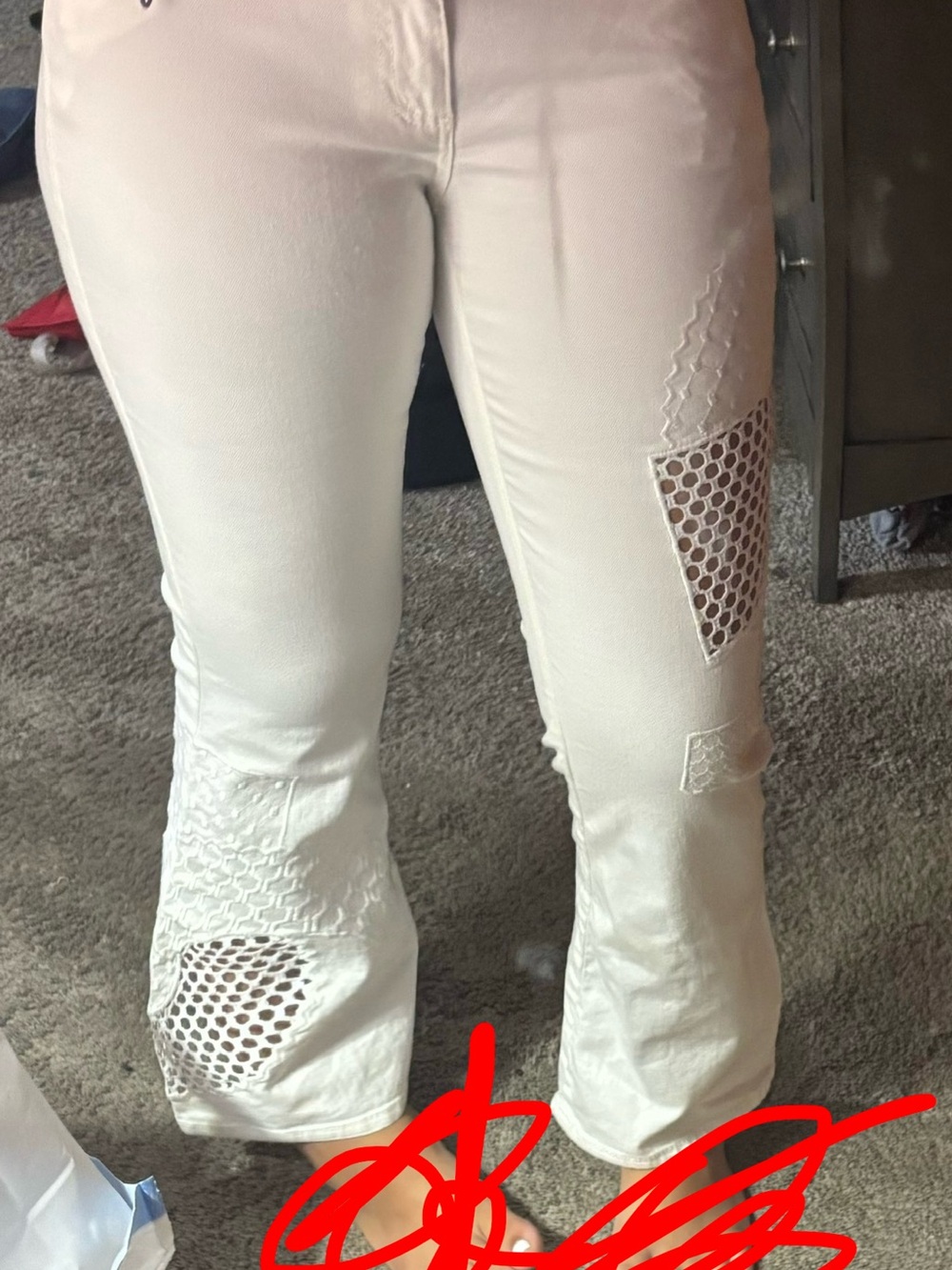 Stella McCartney White Flared Jeans with Cutout Patchwork